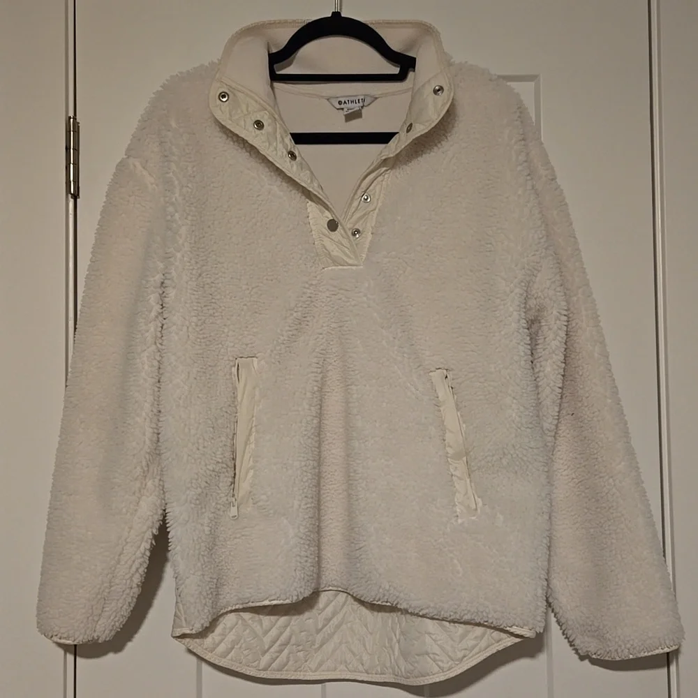 Athleta Cozy Sherpa Snap Sweatshit Sz Medium - Picture 6 of 7